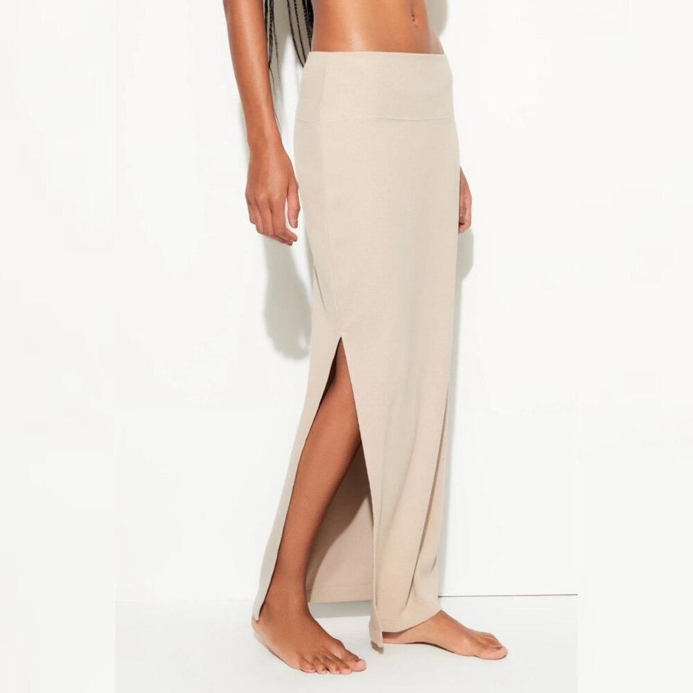 New Spiritual Gangster - L Raquel‎ Rib Maxi Slit Skirt Tan/Palo Santo $128 - Picture 4 of 6